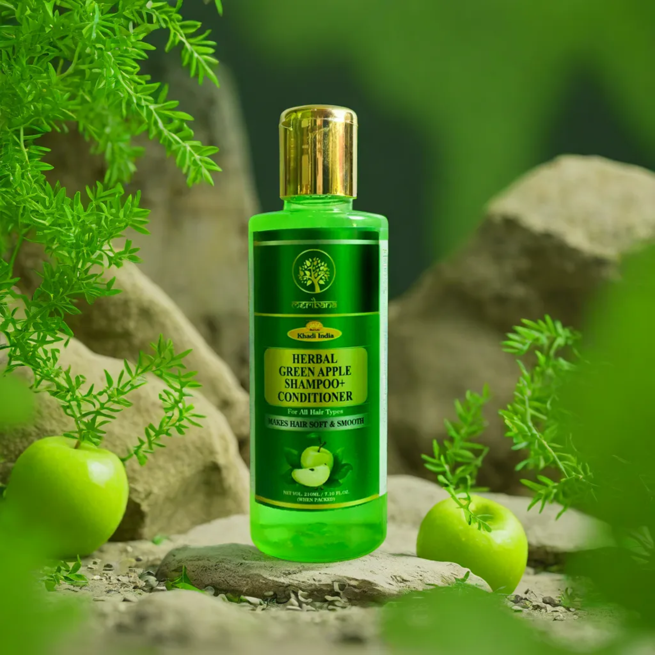 Khadi Meribana Pack Of 2 Green Apple Shampoo + Conditioner 210 ml