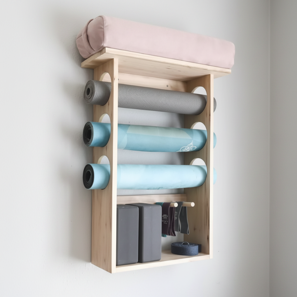 Wall Mounted Exercise Mat Rack Keep Your Workout Area Organized By Miza