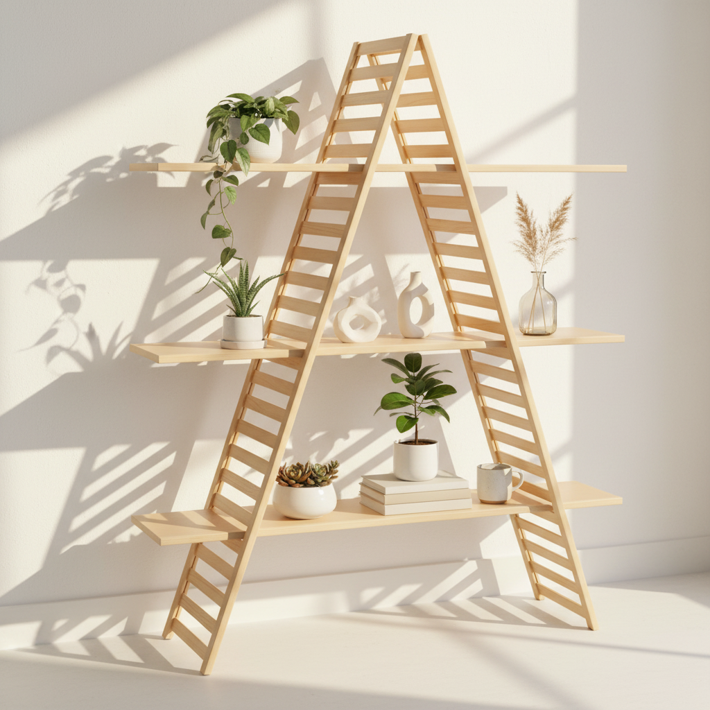 3 Tiers Wood A-Frame Shelf By Miza