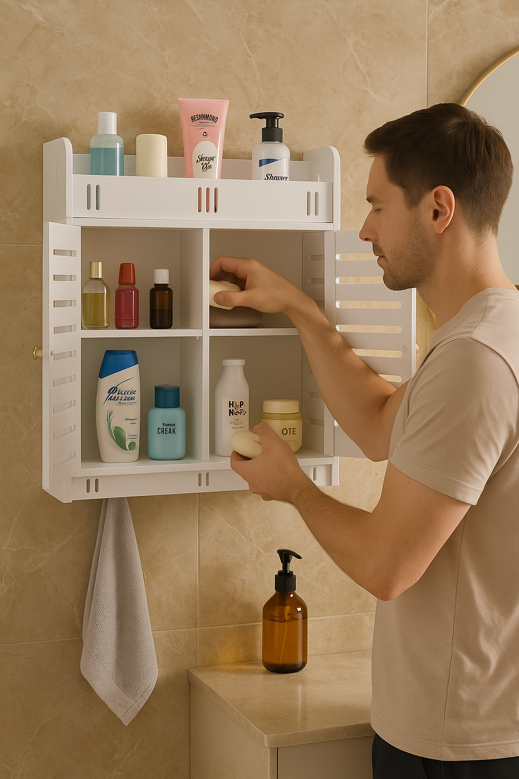 Wall Mounted PVC Bathroom [38] Storage Cabinet With By Miza