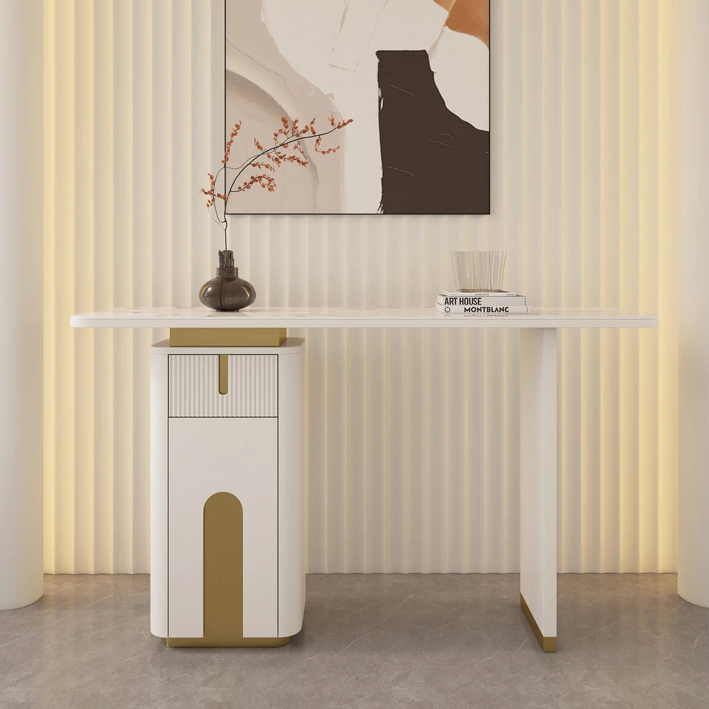 Modern Sintered Stone Top Console Table With Storage Entryway Table