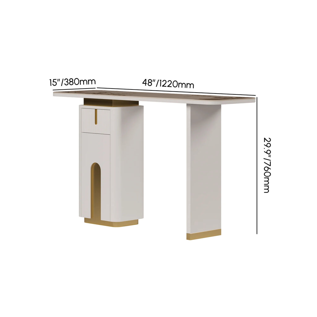 Modern Sintered Stone Top Console Table With Storage Entryway Table
