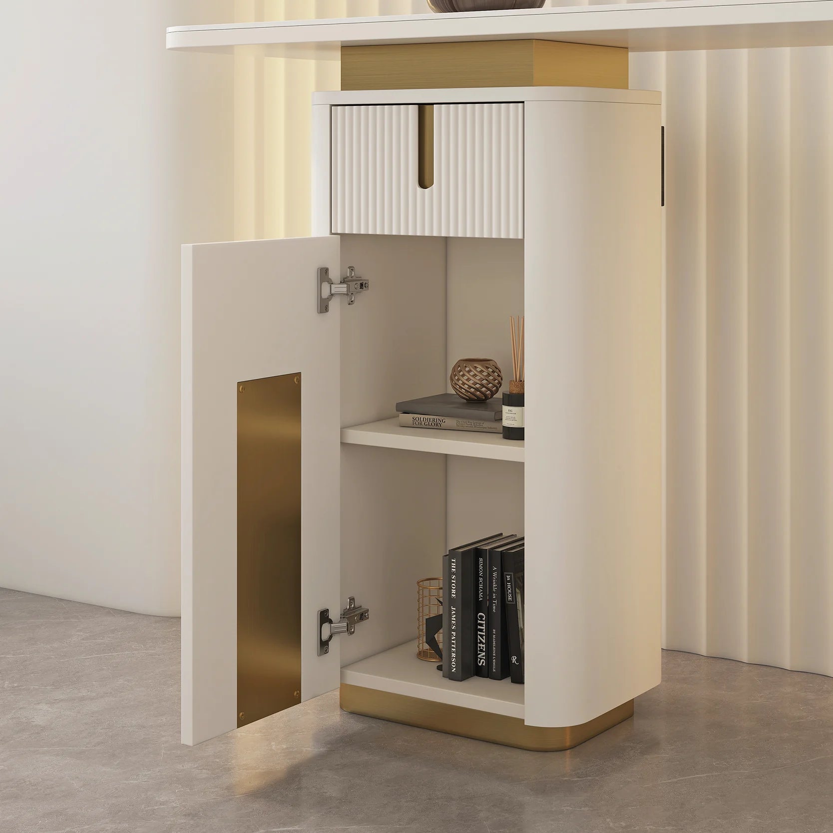 Modern Sintered Stone Top Console Table With Storage Entryway Table