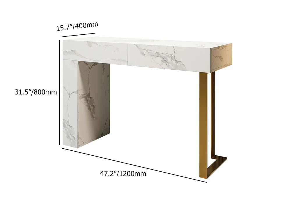 Modren Rectangular Side Table White Console Table Modern Rectangle Accent Table For Entryway With 2 ...