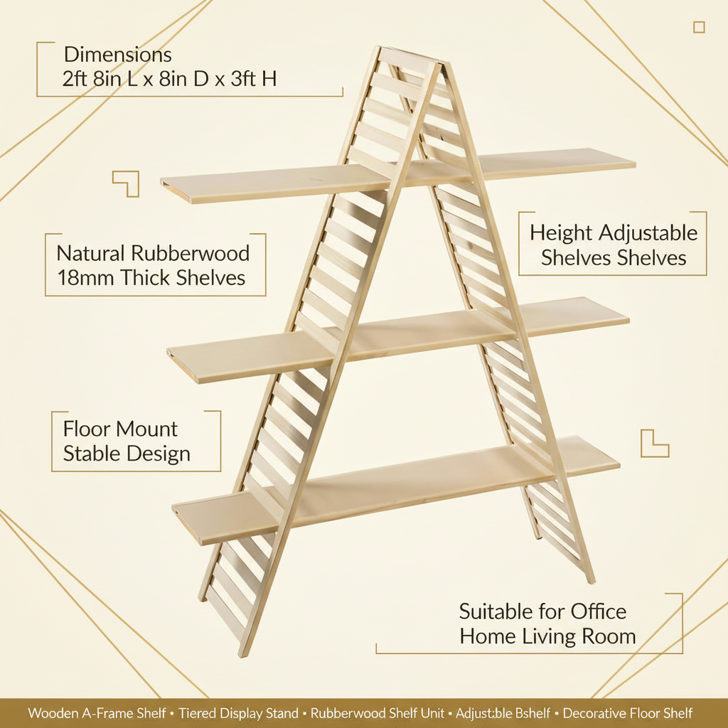 3 Tiers Wood A-Frame Shelf By Miza