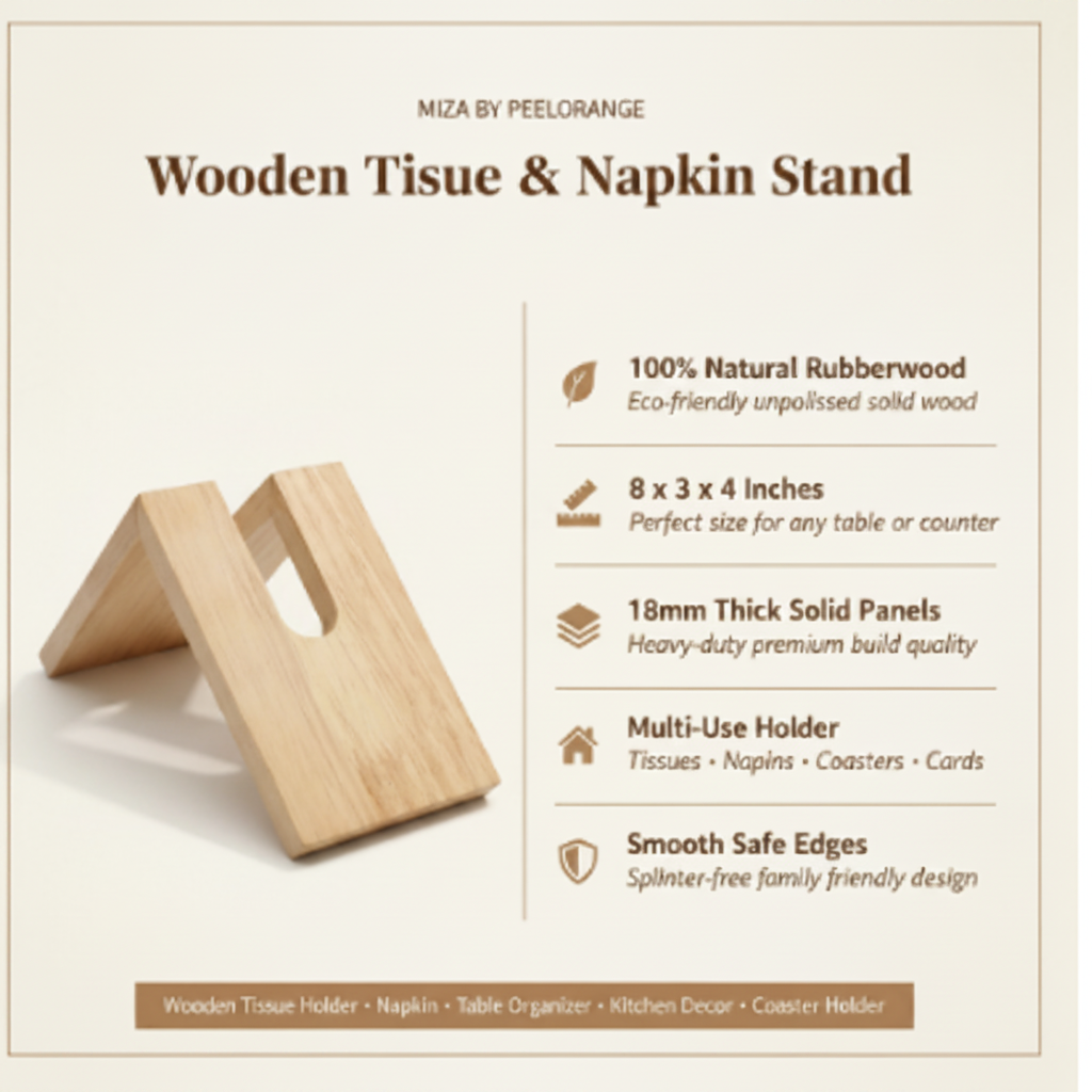 Modern Decorative and Stylish Wooden Tissue Holder Stand for Car, Dining Table, Kitchen, Office & Restaurant By Miza