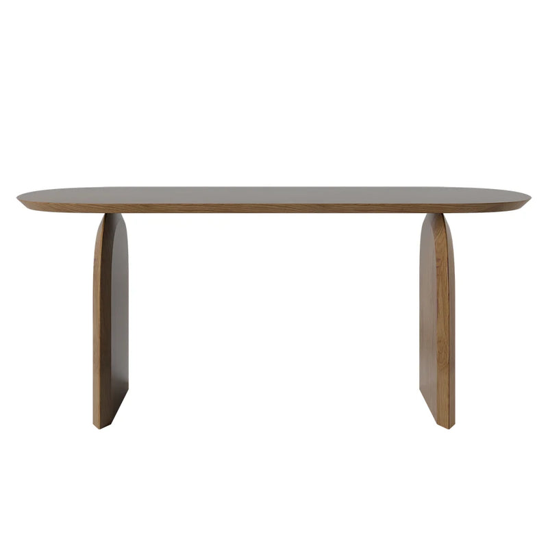 Oval Solid Wood Dining Table With Sturdy Pedestals