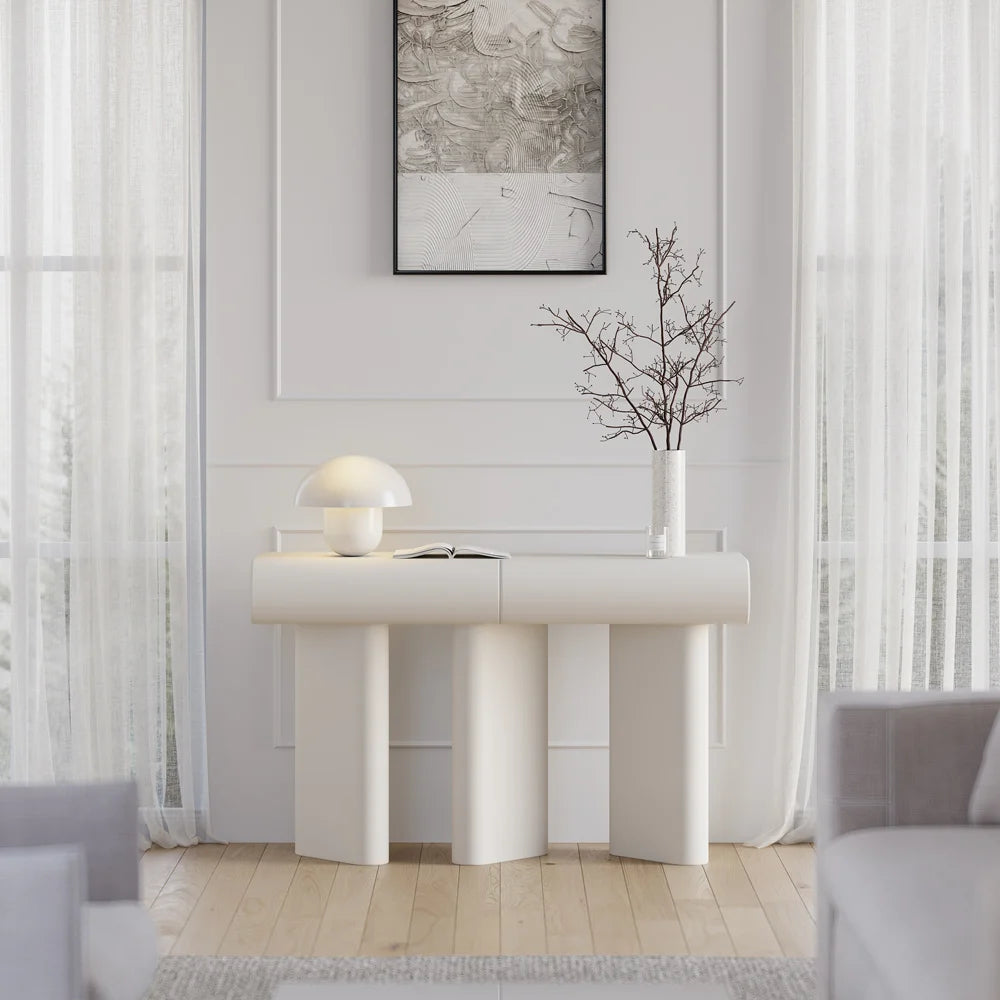 Modern Faux Leather Console Table With Storage Entryway Table