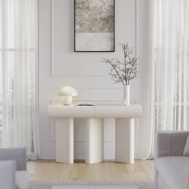 Modern Faux Leather Console Table With Storage Entryway Table