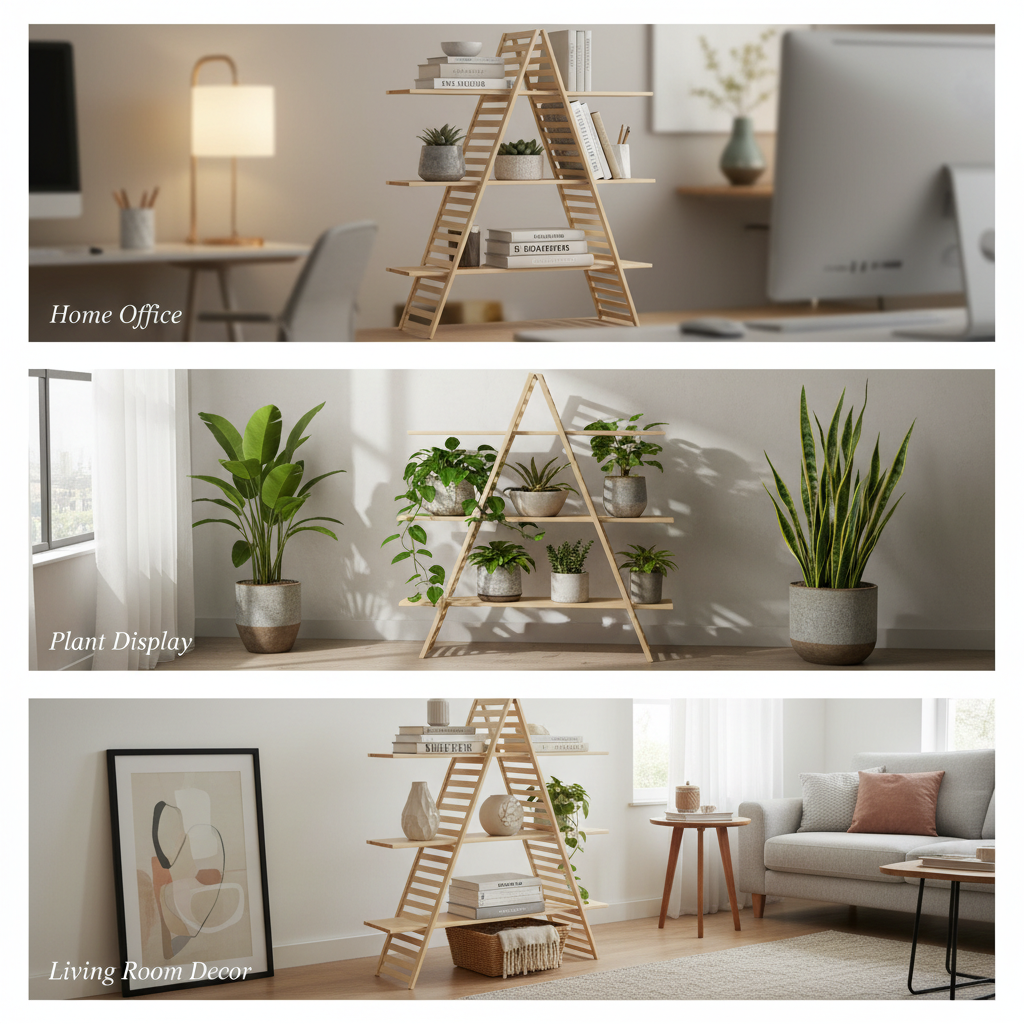 3 Tiers Wood A-Frame Shelf By Miza