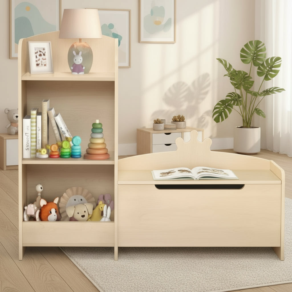 Kids Bookshelf and Toy Storage Organizer with Reading Nook for Kids By Miza