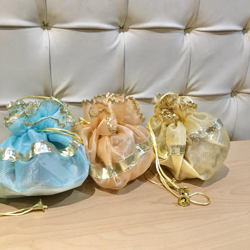 Gota Potli/Lap Potli Bags For Gifting 1 PC Random Color By CC