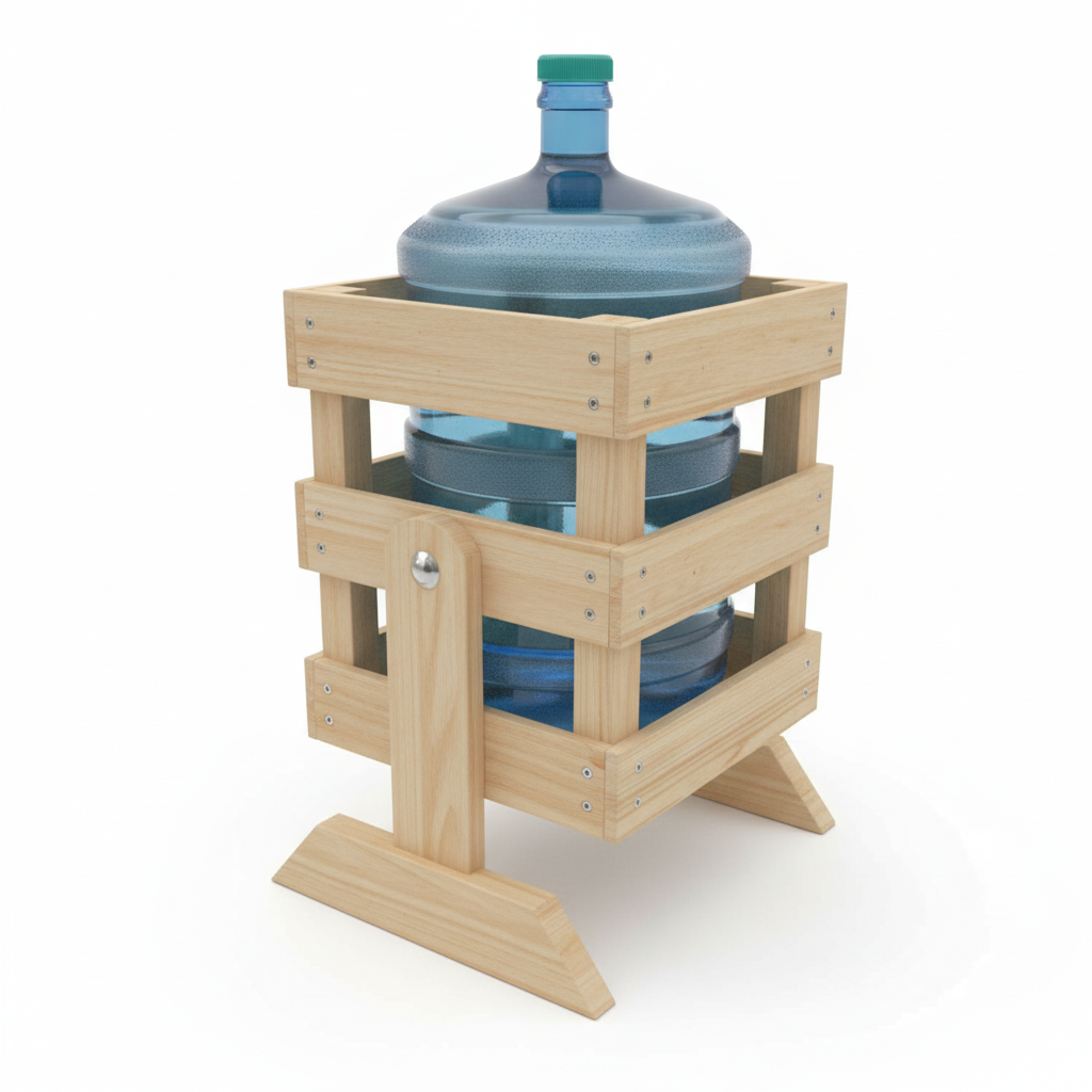 Wooden Water Jug Dispenser Stand / Bisleri 20 Liters Bottle Holder By Miza