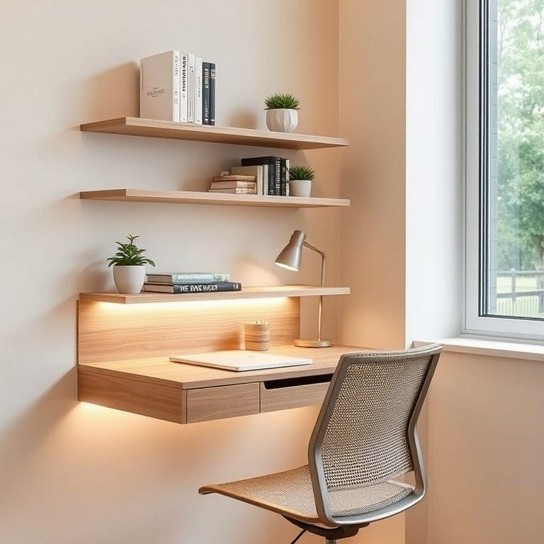 Floating Study Table Including 3 Wall Shelves For Home / Office By Miz ...