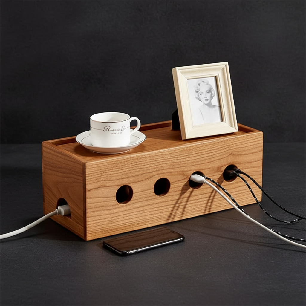 Rectangle Mobile Charger Wood Box By Miza
