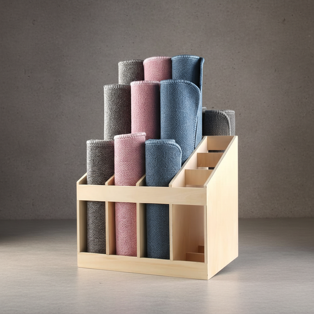 Yoga Mat Wooden Rack Stand Carpet Mat Holder Multi Purpose Storage 12 Slots By Miza