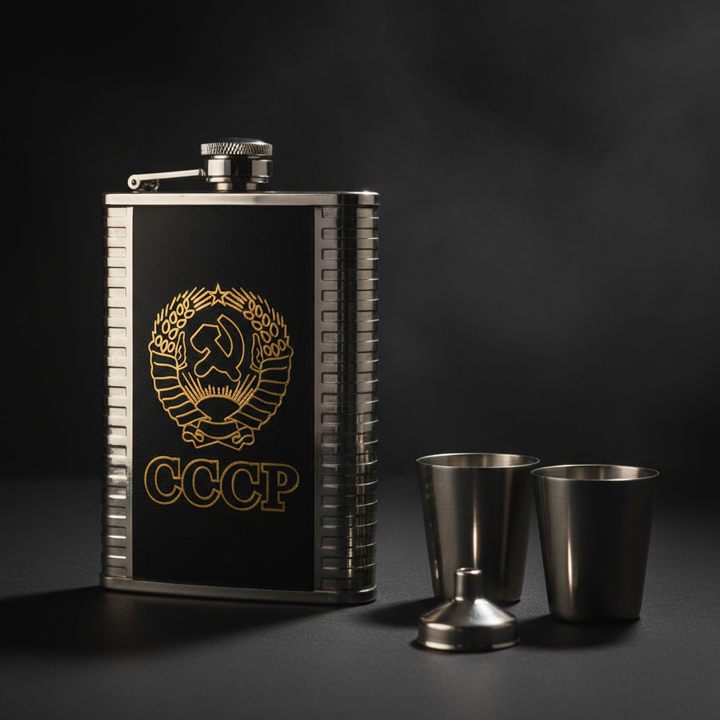 8oz Alcohol Hip Flask Steel Glass with Funnel Cups Box Set