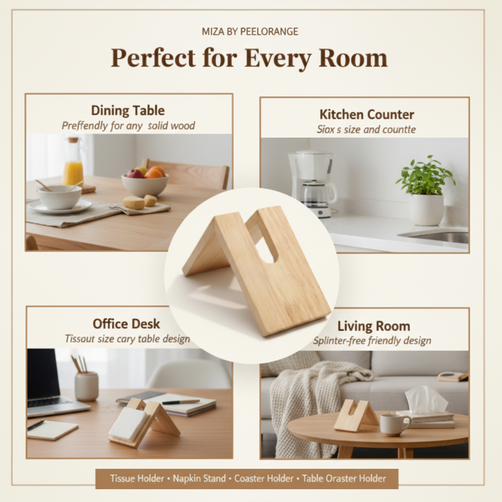 Modern Decorative and Stylish Wooden Tissue Holder Stand for Car, Dining Table, Kitchen, Office & Restaurant By Miza