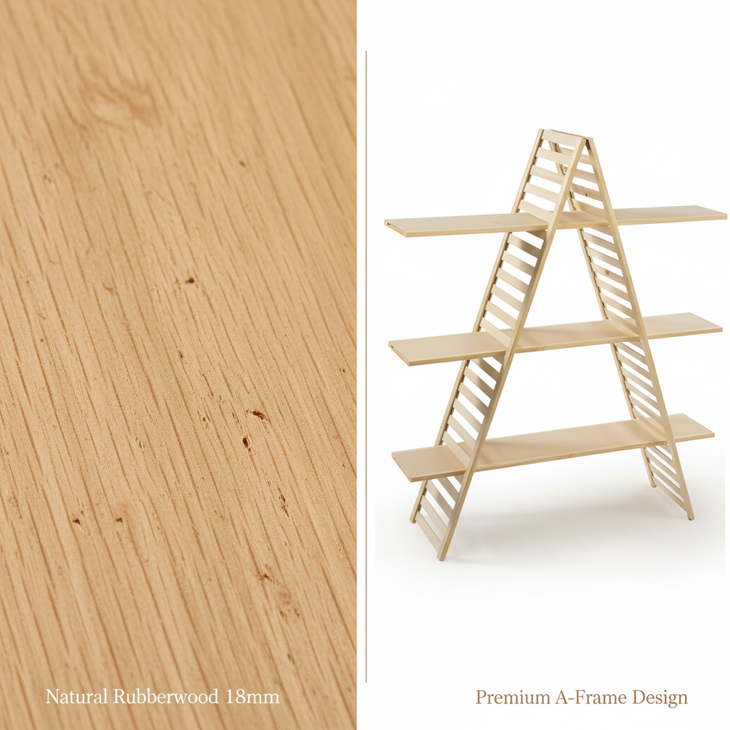 3 Tiers Wood A-Frame Shelf By Miza
