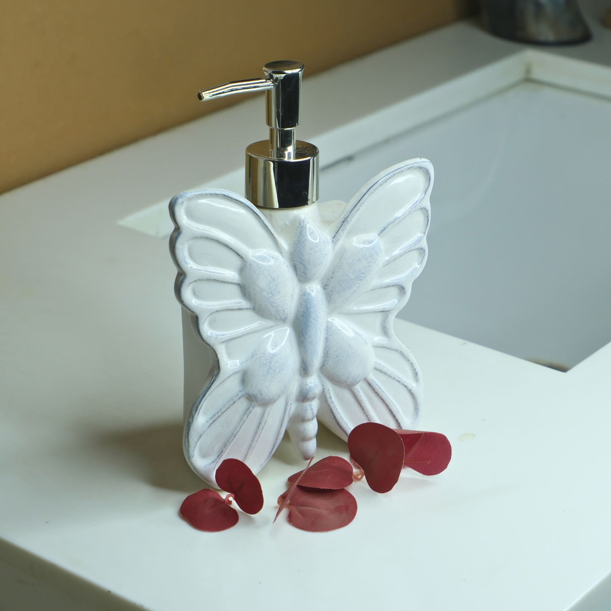 Butterfly Ceramic Soap Dispenser For Bathroom -Random Color-1 PC-BY APT