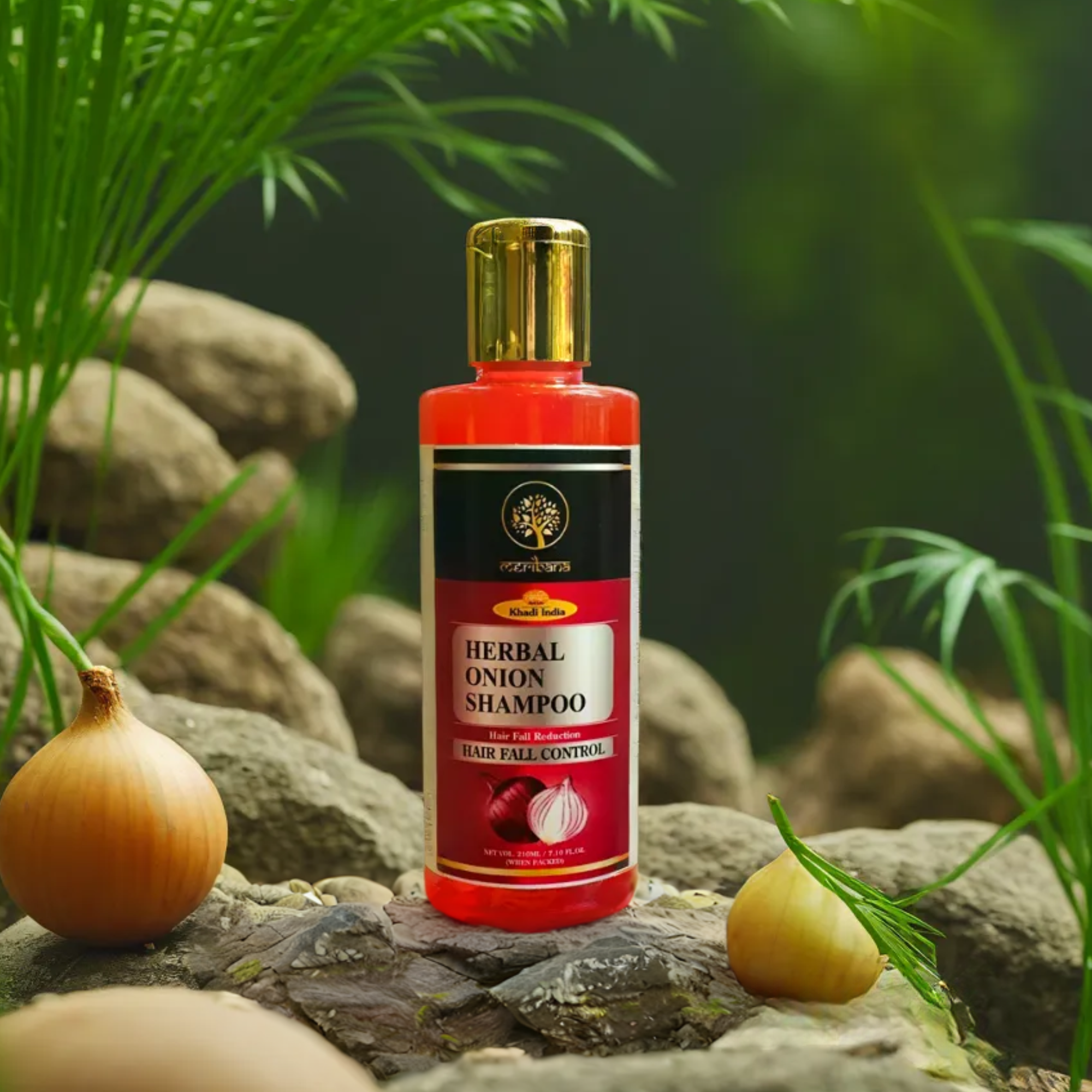 Khadi Meribana Pack Of 2 Pure Essence Onion Shampoo Hair Fall Control & Regrowth 210 ml