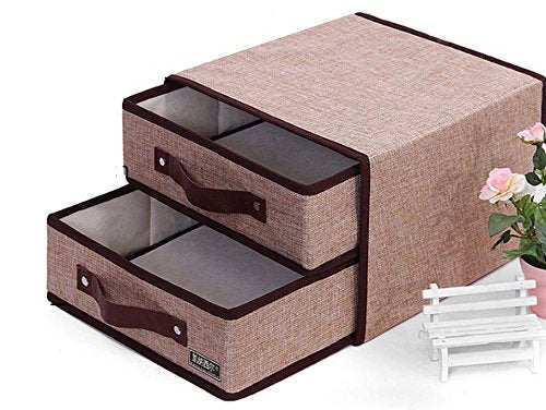 Double Drawer Pattern Storage/Cloth Box ( Random Colour ) By AK - 1 PC