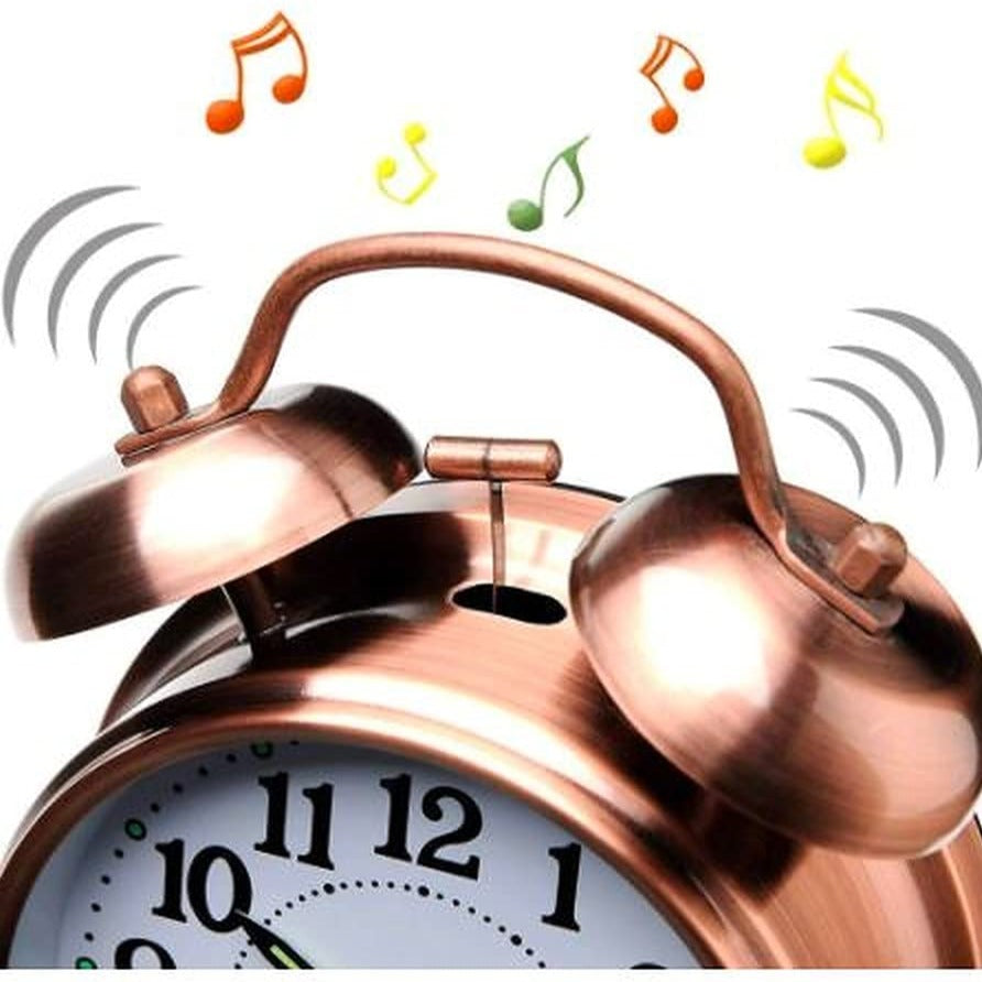 Twin Bell Table Alarm Vintage Clock In Copper & Silver By AK - 1 PC