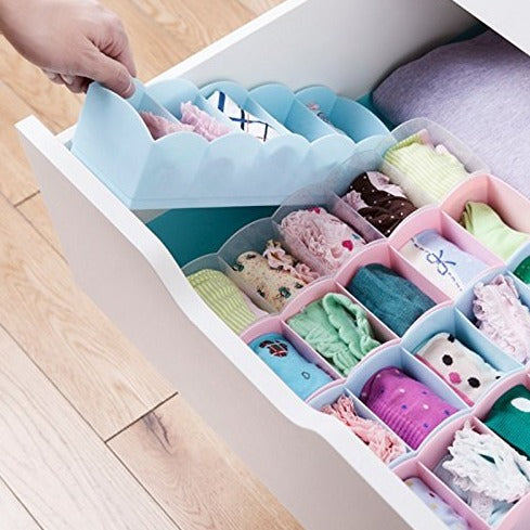 Compartments/Drawer/Shelf Organiser (For Tie, Socks, Hanky,Underwear)- Random Colour - Set of 4 PC - By AK