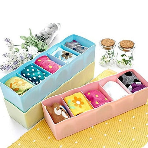 Compartments/Drawer/Shelf Organiser (For Tie, Socks, Hanky,Underwear)- Random Colour - Set of 4 PC - By AK