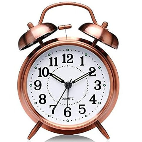 Twin Bell Table Alarm Vintage Clock In Copper & Silver By AK - 1 PC