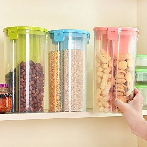 3 in 1 Airtight Cereal Storage Jar - 1500 ml ( Random Colour ) By AK - 1 PC