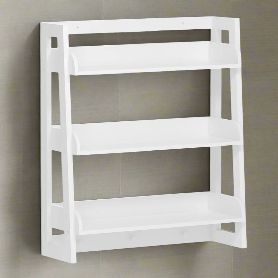 3 Tier Bathroom Shelf Wall Mounted with Towel Hooks By Miza