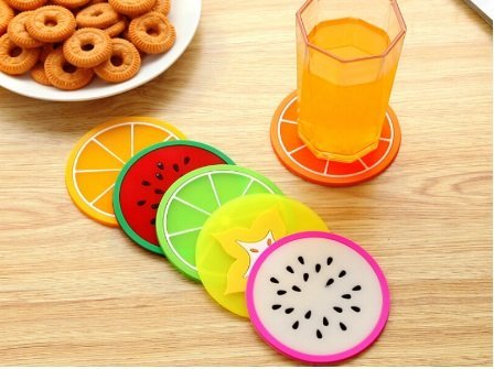 Colorful Silicone Coasters Fruit Slices Theme Set Of 2 By-APT