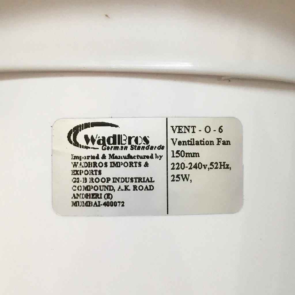 Vent 0 Series Ventilation/Exhaust Fan ( Vent 04, Vent 06 & Vent 08) By Wadbros