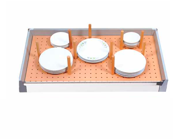 Wooden Plate/Pot Holder With Separator Cabinet Organizer By Inox - 1 Pc
