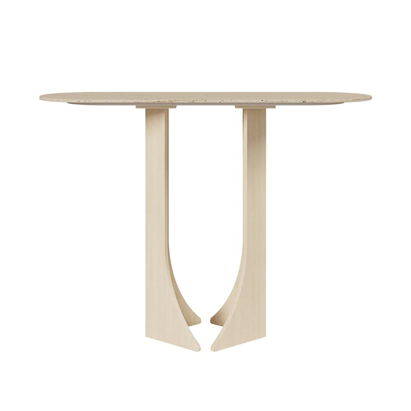 Oval Travertine Stone Console Table Modern Entryway Table With Abstract Base