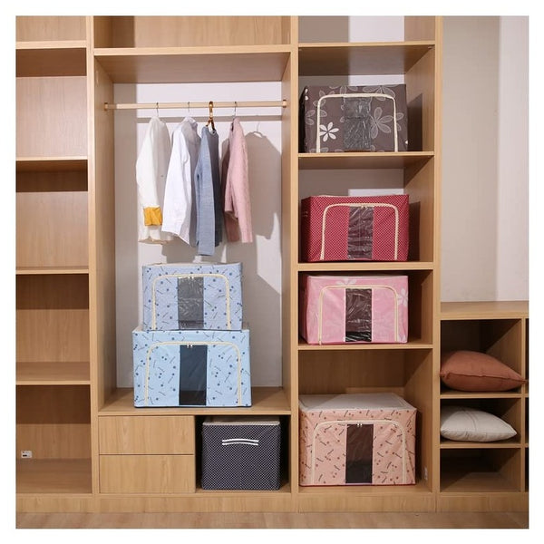 Foldable Living Storage Boxes With Metal Frame in Random Color By