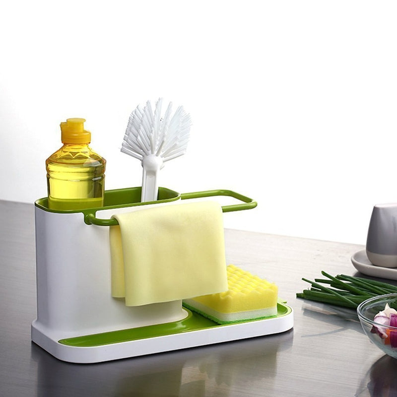 Plastic Kitchen Sink Organiser Stand With 3 in 1 Dish Washer Drainer ( Random Colour ) By AK - 1 PC