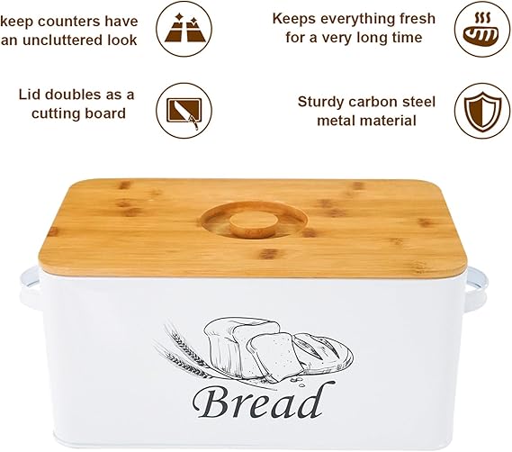 Bread Box And 3-Piece With Sugar Tea Coffee Containers Sets For Kitchen Countertop By MA-WH4