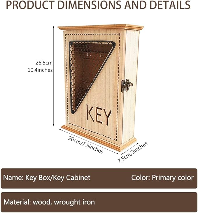 Wooden Key Box Almirah 6 Hooks Key Holder Wall Hanging Key Rack-1 PC-BY APT