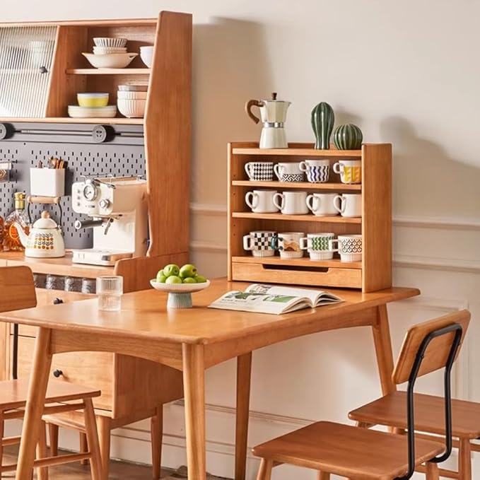 4 Tier Wooden Coffee Tabletop Rack For Kitchen By Miza