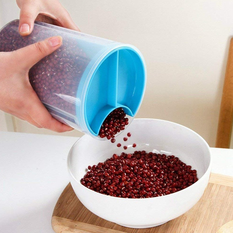 3 in 1 Airtight Cereal Storage Jar - 1500 ml ( Random Colour ) By AK - 1 PC