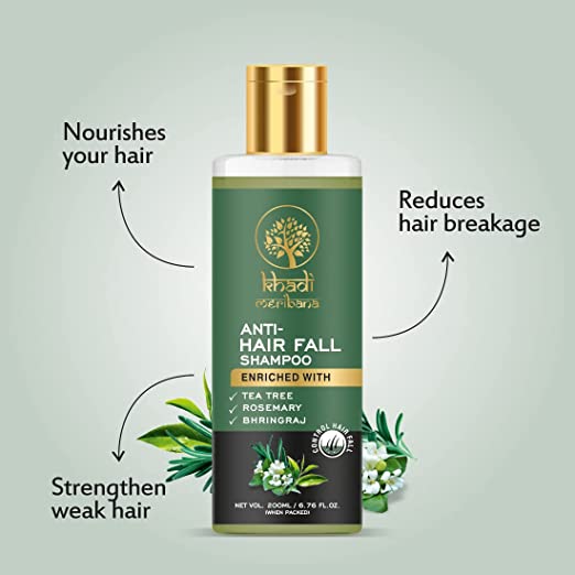 Khadi India Pack Of 2 Anti-Hair Fall Enriched With Tea Tree/Rosemary/Bhringraj Shampoo 200ml