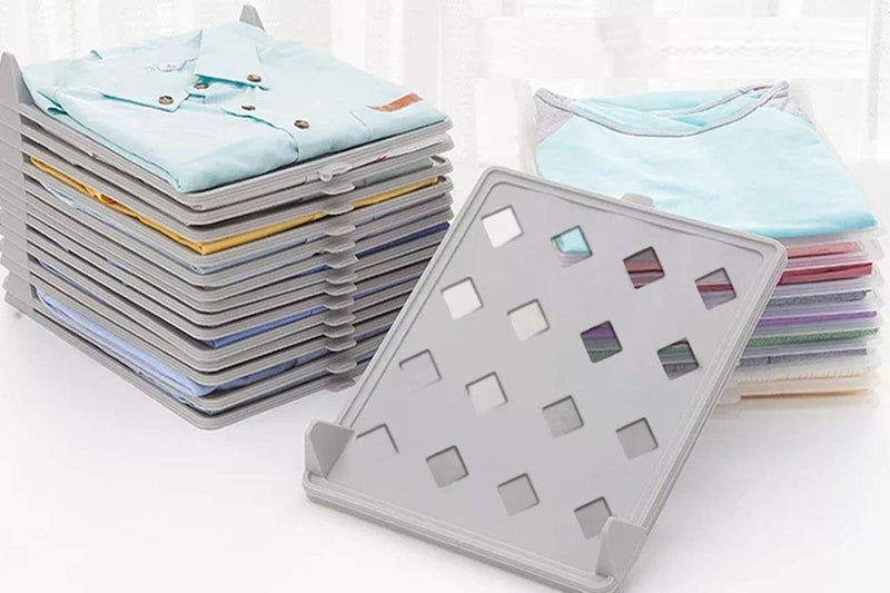 Plastic Anti-Wrinkle Shirt Organisers For Wardrobes ( Random Colour ) Set of 2 PC - By AK