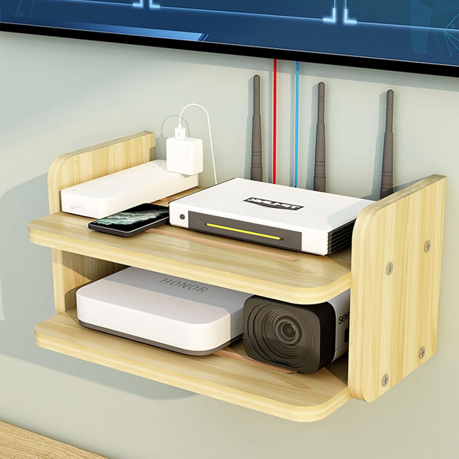 Wall-Mounted WiFi Router Floating Shelf By Miza