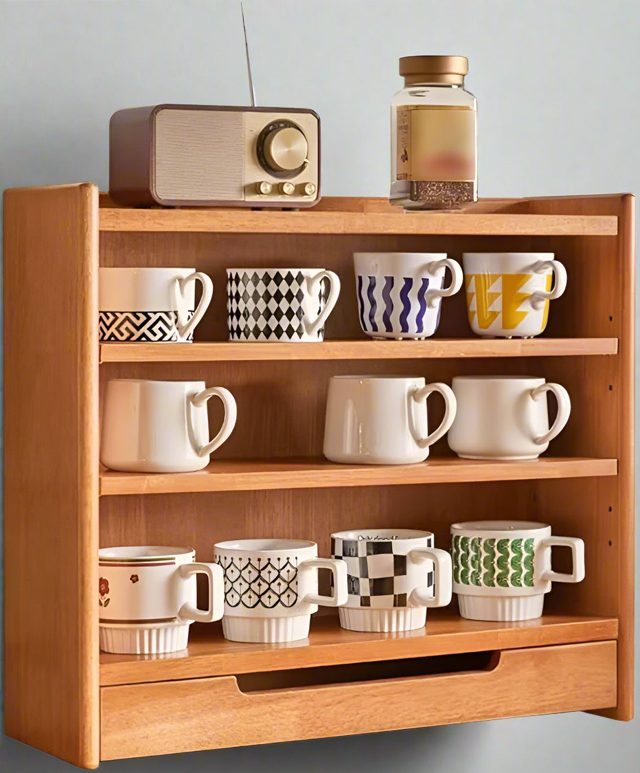 4 Tier Wooden Coffee Tabletop Rack For Kitchen By Miza