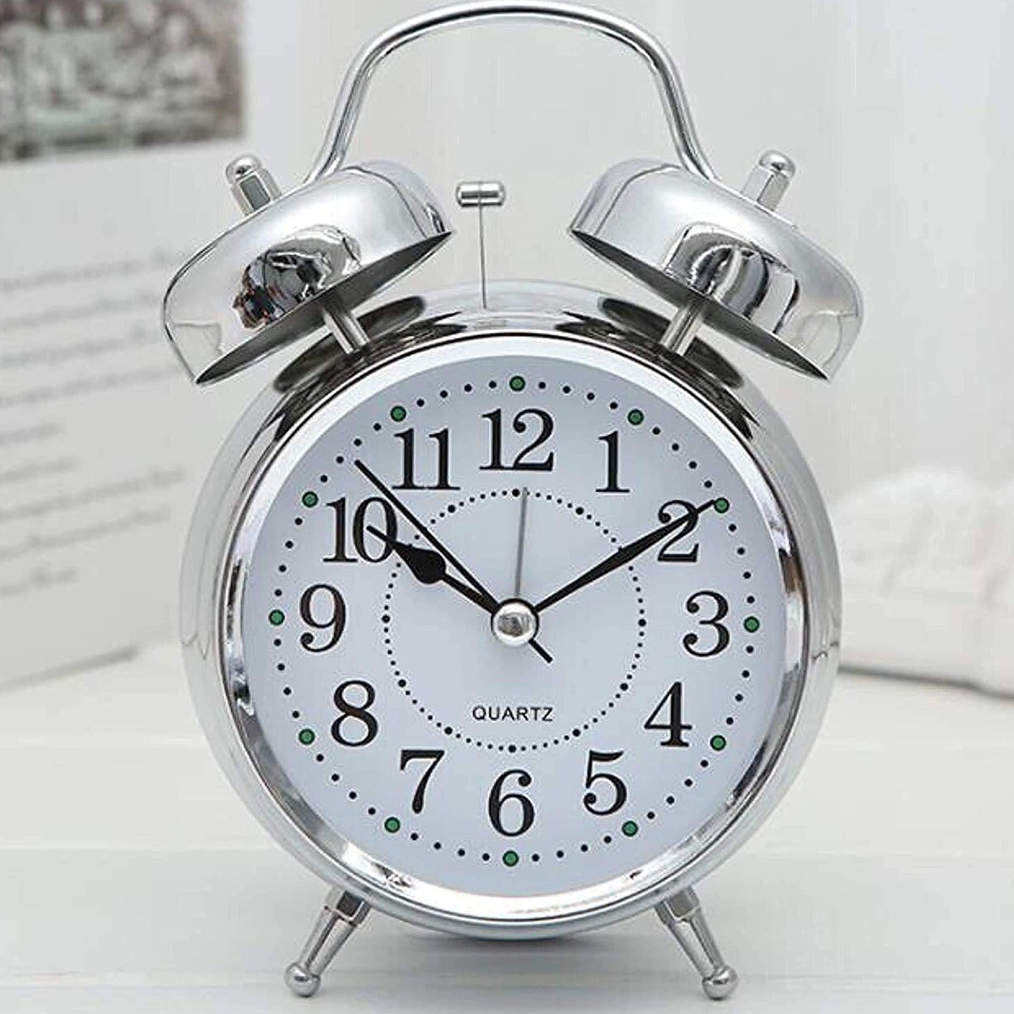 Twin Bell Table Alarm Vintage Clock In Copper & Silver By AK - 1 PC