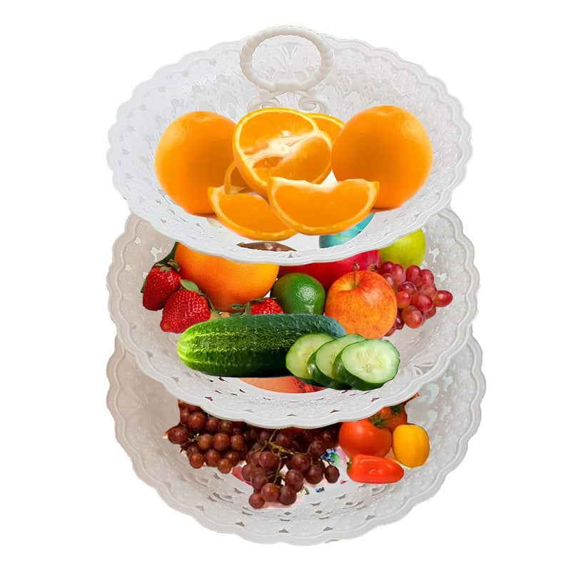 3 Layer Multipurpose Vegetable & Fruit Basket/Kitchen Storage In White By AK - 1 PC