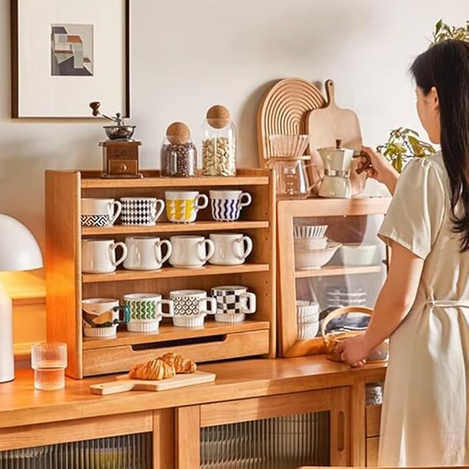 4 Tier Wooden Coffee Tabletop Rack For Kitchen By Miza