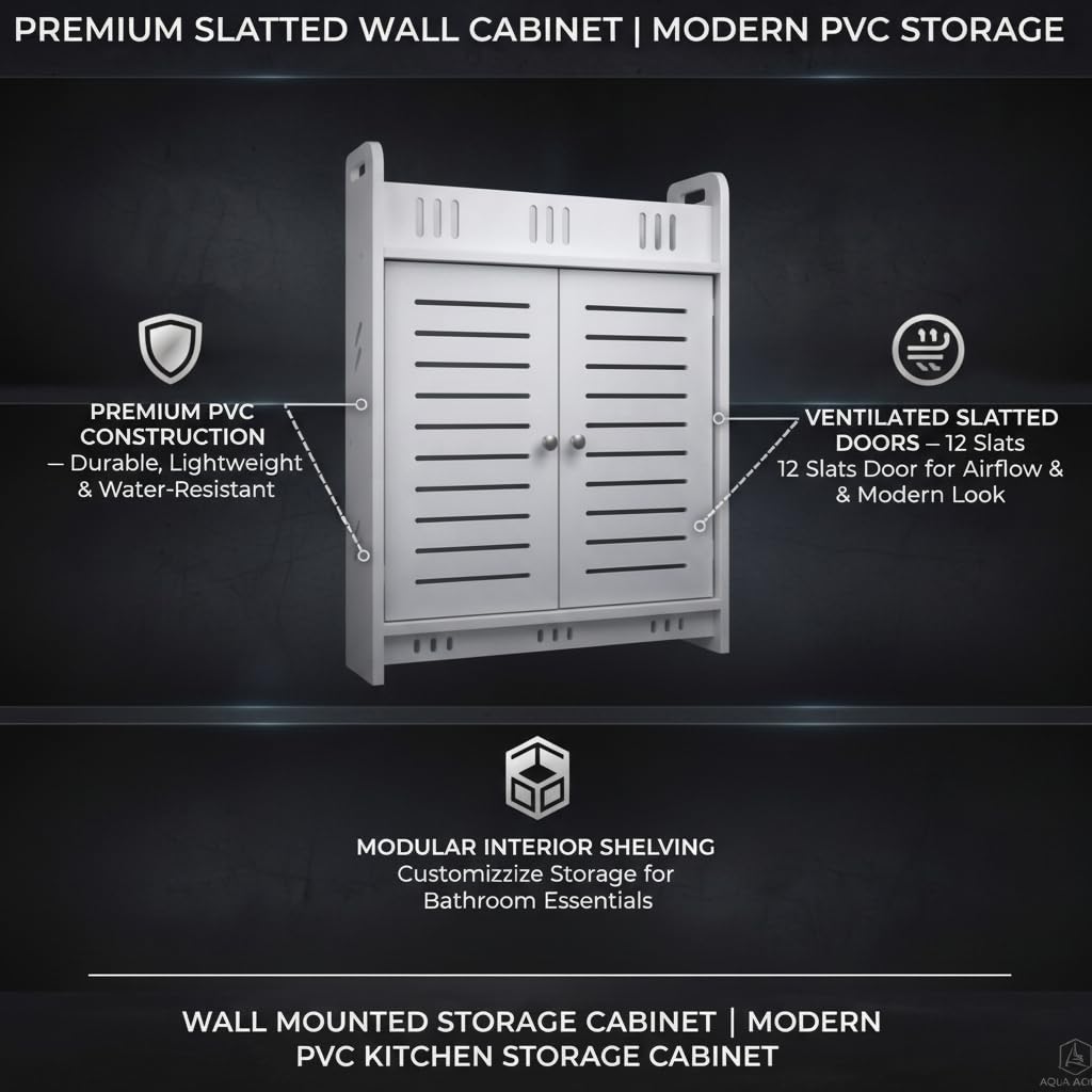 Wall Mounted PVC Bathroom [38] Storage Cabinet With By Miza